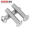 Tornillos de cabeza redonda de acero inoxidable 304 con hexágono interior, tornillos de cabeza plana con hexágono interior M2M3M4-M12 Dongming