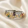 Anillo Ancho de Estilo Étnico Transfronterizo Yanbai con Patrón Hueco Bicolor Inserción de Cobre Anillo de Circonita Anillo de Moda Tendencia