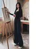 Camiseta de manga larga cuadrada negra estilo francés, puro deseo, para mujer, nueva colección de otoño, de alta gama, elegante, deslumbrante, top versátil para chicas a la moda