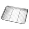 Cuadrado de acero inoxidable 304 transfronterizo con malla para escurrir aceite, control de aceite, utensilio para horno, sartén para barbacoa, sartén plana para cocina, utensilio para horno
