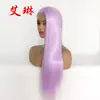 Al por mayor de fábrica popular moda morado taro cabello lacio peluca nueva encaje frontal europeo y americano fibra química cubierta para la cabeza en stock