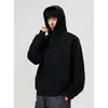 White and gray American-style patchwork hooded sweatshirt for men, autumn trendy brand, heavy-duty stiff hoodie jacket, loose-fitting top