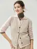 Colete de Cashmere Kangbaolaisi Feminino 75% Cashmere de Cabra 25% Seda de Amora Decote V Para Sobrepor Sem Mangas Tricô