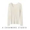 Nuevo suéter de punto de manga larga para otoño e invierno, elegante estilo coreano para mujer, 100% cachemira pura, tejido ajustado