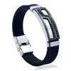 Nova Pulseira Elegante Preta de Estilo Simples para Homens, Dominadora Pulseira de Pulso de Aço Titânio Silicone, Acessórios de Venda Quente Transfronteiriça