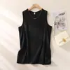 Fotos reais 2025 novo colete feminino de algodão e linho tingido em fio para todas as estações, casual