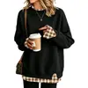 Moletom Amazon feminino com blocos de cor e mangas compridas, série com estoque de longo prazo, best-seller de outono/inverno, estilo casual para casais