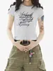 Camiseta de Manga Corta con Diseño de Estampado de Letras Americanas Nuevo de Verano para Mujer, Ropa Exterior Casual, Camiseta Básica Versátil para Mujer