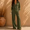 Comercio Electrónico Transfronterizo Europeo y Americano Amazon Ropa para Mujer Otoño/Invierno 2026 Nuevo Estilo Camisa Pantalones de Pierna Ancha de Cintura Alta Traje Conjunto de Dos Piezas