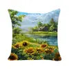 Funda de Almohada Vintage de Girasol de Amazon para Funda de Cojín de Sofá para el Hogar (No incluye inserción) Funda de Almohada Lumbar para Cama de Dormitorio Transfronteriza