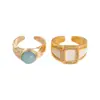 Anillo Abierto Redondo Ovalado de Resina Metálica Europeo y Americano Simple Elegante de Gama Alta Nicho Joyería de Mano para Mujer