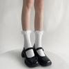 Japonês Doce Estilo Lolita Gaze Branca Vertical Tira Pilha Meias Emagrecimento JK Fio Meias de Algodão Meias Femininas de Comprimento Médio