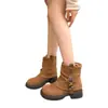 Nuevas botas Martin retro estilo Western para mujer con textura de piel de oveja, que ofrecen un efecto adelgazante, punta redonda y un diseño de inspiración británica