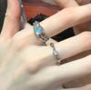 Design azul Moonstone anel aberto nicho feminino anel de dedo indicador de alto sentido 2024 novo anel personalizado