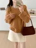 Elegante suéter de punto redondo con cuentas para mujer, nueva colección otoño/invierno 2026, suave y cómodo, corte holgado, top de punto versátil, moderno