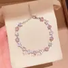 Flores cravejadas de diamantes~ Pulseira de flor com zircônia dopamina, sensação de luxo leve e alta qualidade, fresca e doce, joias de coração de menina