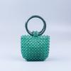 Bolso de mano redondo de acrílico verde, hecho a mano, con cuentas, estilo europeo y americano, con patrón vintage tejido, novedad de verano de 2022.