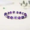 Pulseira de Cristal Natural Redondo 8mm Fio Único Ametista Quartzo Rosa Aventurina Pulseira de Cristal Colorida Ornamento Presente