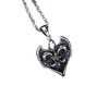 Collar de plata de ley 925 estilo vintage tailandés con forma de corazón y ala, colgante de flor de iris, diseño de nicho, joyería para parejas, venta al por mayor