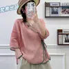 2023 Estilo Étnico Retro Cuello Diagonal Estilo Chino Bordado Camisa de Ramio Top Holgado para Mujer Vestido de Té Corte Holgado