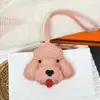 Nuevo Colgante de Bolso Perro Peluche Pelo Rizado, Llavero de Coche de Nicho de Gama Alta, Accesorio para Mochila, Colgante Pequeño Perro de Cuero