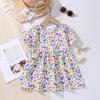 Falda Floral para Niñas Verano Delgada Manga Abullonada Vestido Infantil Nuevo Vestido de Princesa Manga Corta Pijama Venta al por Mayor