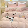 Ropa de Cama Ins Clase A Algodón Puro Juego de Cuatro Piezas Funda de Edredón Funda de Edredón de Algodón Puro Cama Sábanas de Cama Individual Dormitorio de Estudiante Juego de Tres Piezas