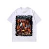 Camiseta de manga larga lavada y desgastada con estampado de estrella de baloncesto retro de hip hop estadounidense, camiseta informal de manga corta de moda para hombres y mujeres.