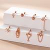 Henson borla cadena mariposa uña hueso de la oreja acero inoxidable varilla delgada micro incrustado circonita doble cabeza bola retorcida uña de oreja aretes piercing