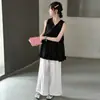 Conjunto de Camiseta sin Mangas de Muñeca y Pantalones de Pierna Ancha para Niñas de Verano, Ropa Nueva para Niños, Conjunto de Dos Piezas de Chaleco y Pantalones Cortos para Niñas