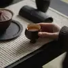 Taza de Té de Alto Pie Estilo Japonés de las Dinastías Tang y Song, Juego de Té Kung Fu, Taza de Té para el Hogar, Estilo Wabi-Sabi, Cerámica Rústica, Taza de Té Individual de Arcilla Estilo Antiguo