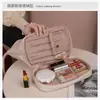 Bolsa de Maquiagem Portátil Impermeável de PU de Grande Capacidade Bolsa de Maquiagem Portátil de Viagem com Estrutura de Aço de Camada Dupla Bolsa de Higiene Pessoal Bolsa de Armazenamento em Nuvem