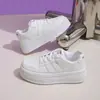 Zapatillas Blancas de Cordones con Suela Gruesa, Novedad Primavera 2026, Versátiles, de Moda, Tendencia, Estilo Coreano Retro, Zapatos Casuales para Mujer
