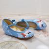Zapatos de tacón alto de una sola capa, zapatos de tela bordada, zapatos de mujer de estilo étnico antiguo de primavera y otoño, zapatos de mamá, zapatos de baile cuadrado
