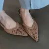 Sandalias de Mujer Modernas y Elegantes con Punta Fina, Diseño Trenzado Marrón, Transpirables y Cómodas con Espalda Abierta