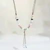 Colar Longo de Cerâmica Minimalista Luxo Leve Nicho Versátil Pingente Estudante Corrente para Suéter Joias Acessórios Boêmios