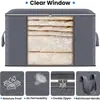 Caja de Almacenamiento para Colchas Amazon Transfronteriza Ventana Transparente Bolsa para Organizar Ropa Bolsa para Empacar al Mudarse Bolsa de Almacenamiento para Colchas del Hogar