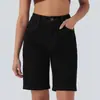 Pantalones Cortos de Mezclilla Elásticos de Pierna Recta de Cintura Alta en Stock Transfronterizos 2026 Nuevos de Verano Sueltos Adelgazantes Negros de Mezclilla a la Rodilla