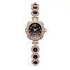 Pulsera con Forma de Flor Incrustada de Diamantes Reloj para Mujer, Reloj de Cuarzo para Mujer con Diamantes en Color Oro Rosa, Modelo de Colaboración Dropshipping