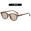 Óculos de Sol com Armação Redonda Pequena e Laço Feminino Retro Ins Estilo de Rua Decoração com Tachas de Arroz Losango Óculos de Sol da Moda Tendência