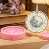 Molde de silicone para pingente redondo de peônia em relevo estilo chinês tradicional, para fazer ornamentos perfumados, pingentes de gesso ou resina, molde para decoração de casa e carro