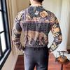 Camisa de manga larga con solapa para hombre, estilo retro urbano, con estampado digital, estilo transfronterizo, sin planchado, 3015