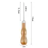 Punzón de doble calabaza, punzón con mango de madera hecho a mano, punzón de punta recta y curva con agujero central, punzón para reparación de zapatos, punzón para perforar cuero