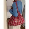 Bolsa de Axila Casual Estilo Coreano Estilo Preguiçoso Grande Capacidade para Mulheres 2026 Nova Bolsa de Lona Xadrez Bolsa Tote de Ombro