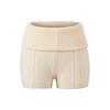 Pantalones cortos de punto de cintura baja estilo chica sexy, cintura doble capa, ajustados y adelgazantes.
