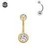 Piercing de Umbigo em Liga de Titânio F136 com Duas Bolas Rosca Interna Zircônia Stud de Umbigo G23 Titânio Piercing de Umbigo Moda Transfronteiriça Joias para Piercing