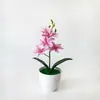 Novo vaso redondo de 8cm 6 flores estilo cálice de jasmim para casa escritório mesa de trabalho toque manual flor artificial planta verde bonsai