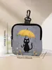 Monedero de Gato con Paraguas de Cuero Artificial Impermeable Bolsa de Almacenamiento con Cremallera de Cuero Sintético Multifuncional Mini Bolsa para Auriculares
