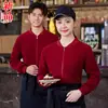 Sudadera de manga larga para mujer, uniforme de trabajo de camarero de hotel para la industria de la restauración, otoño e invierno, adecuada para cafeterías, restaurantes occidentales, tiendas de hot pot y té de leche, también para hombres