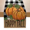 Bandera de Mesa Popular Transfronteriza de Acción de Gracias Otoño Calabaza Hoja de Arce Decoración de Mesa de Cocina para Fiesta Material de Lino Mantel